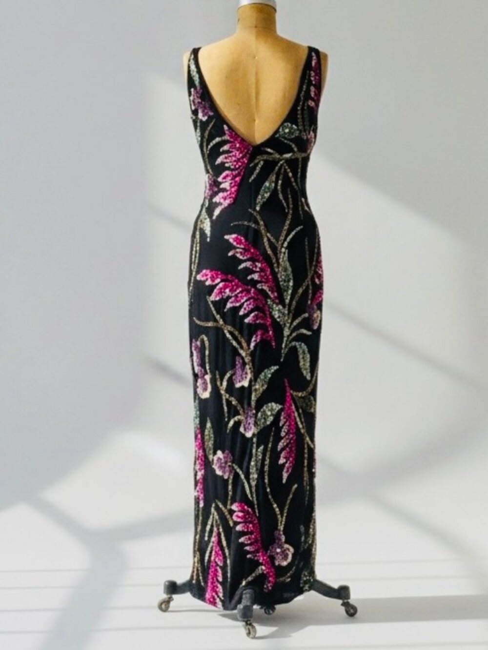 Sue Wong Nocturne 100% Silk Beaded Sequin Maxi Gown Bergdorf Goodman Size 6 - Picture 4 of 7